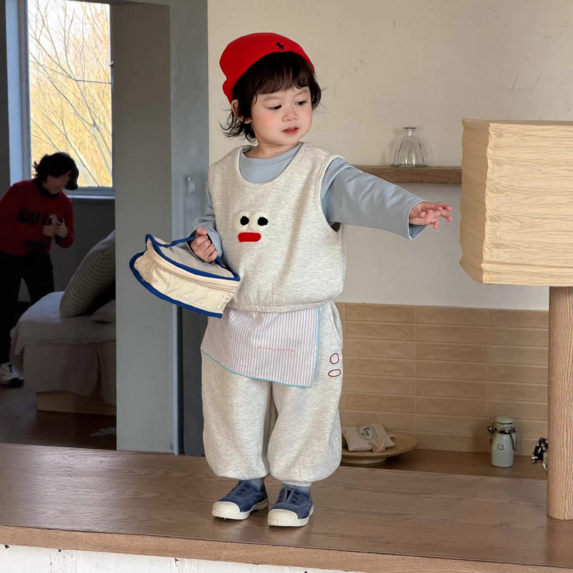 宝宝春装2026新款韩版童装儿童衣服男童套装长袖T恤衫背心两件套