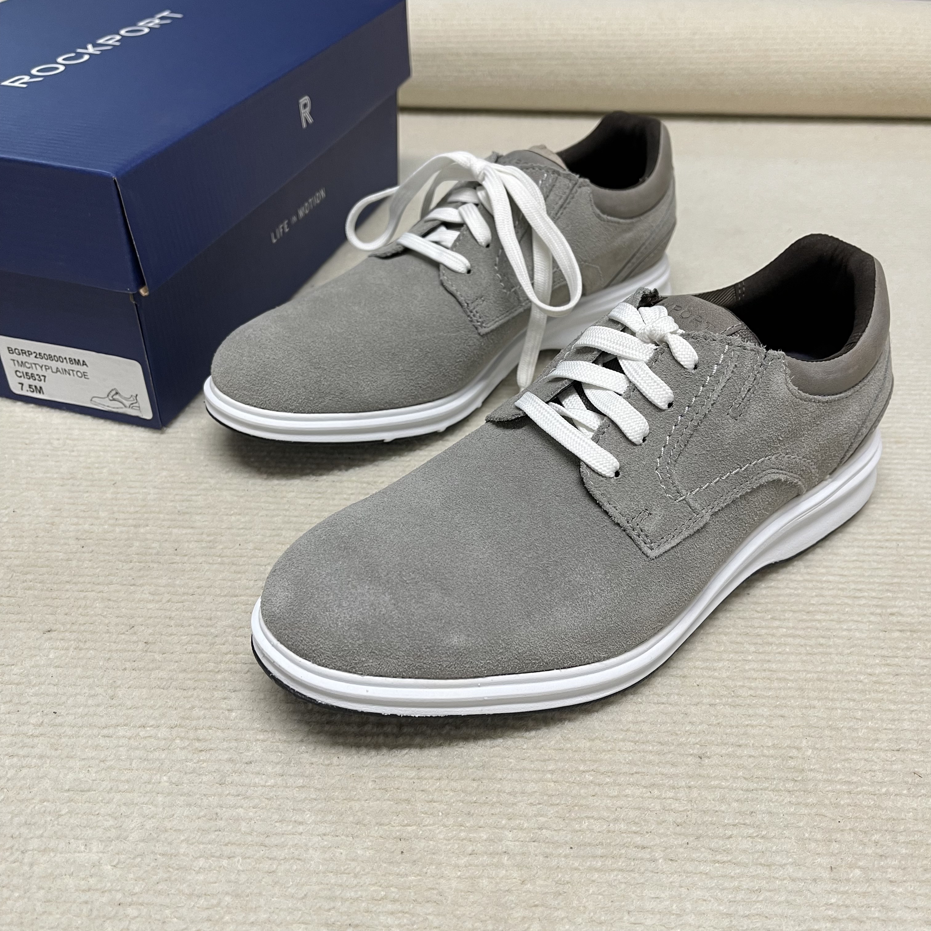 Rockport/乐步男鞋 男士运动休闲鞋轻便舒适系带百搭麂皮男鞋
