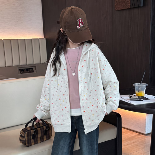 女童春秋卫衣连帽开衫外套2026秋