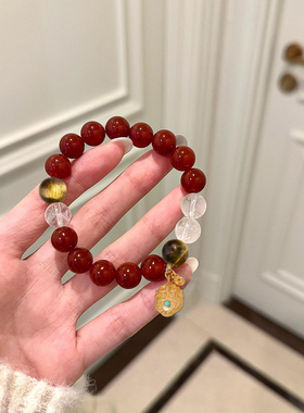 天然红玛瑙多宝手串手链女款补火补金转运聚财夏天手饰小众饰品