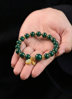 女款2026年新款天然水晶手串手链仿松石和田玉提溜福禄寿禧手饰