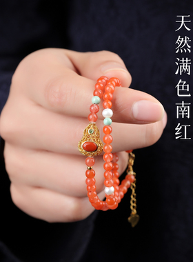 手链女款2025新款手串天然南红绿松石珍珠925银手饰情侣闺蜜礼物