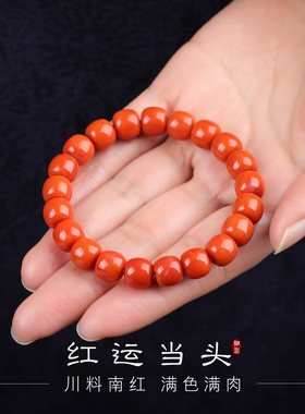 手链女款2025新款手串水晶天然川料南红转运佛珠本命年素串盘玩
