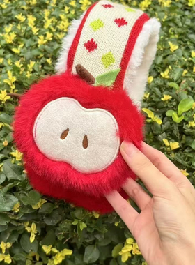 可爱圣诞苹果毛绒针织耳罩女冬季加厚保暖防寒耳包暖耳捂WOOA原创