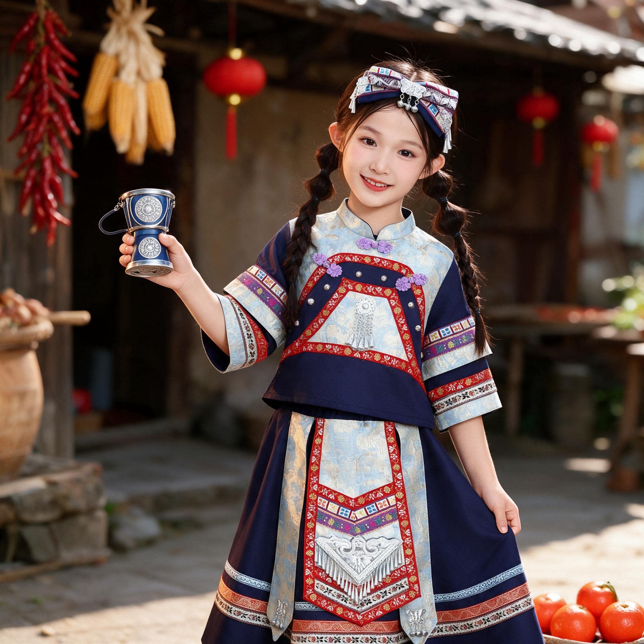 少数民族儿童苗族演出服男女童土家族哈尼族瑶族舞蹈表演服装壮族