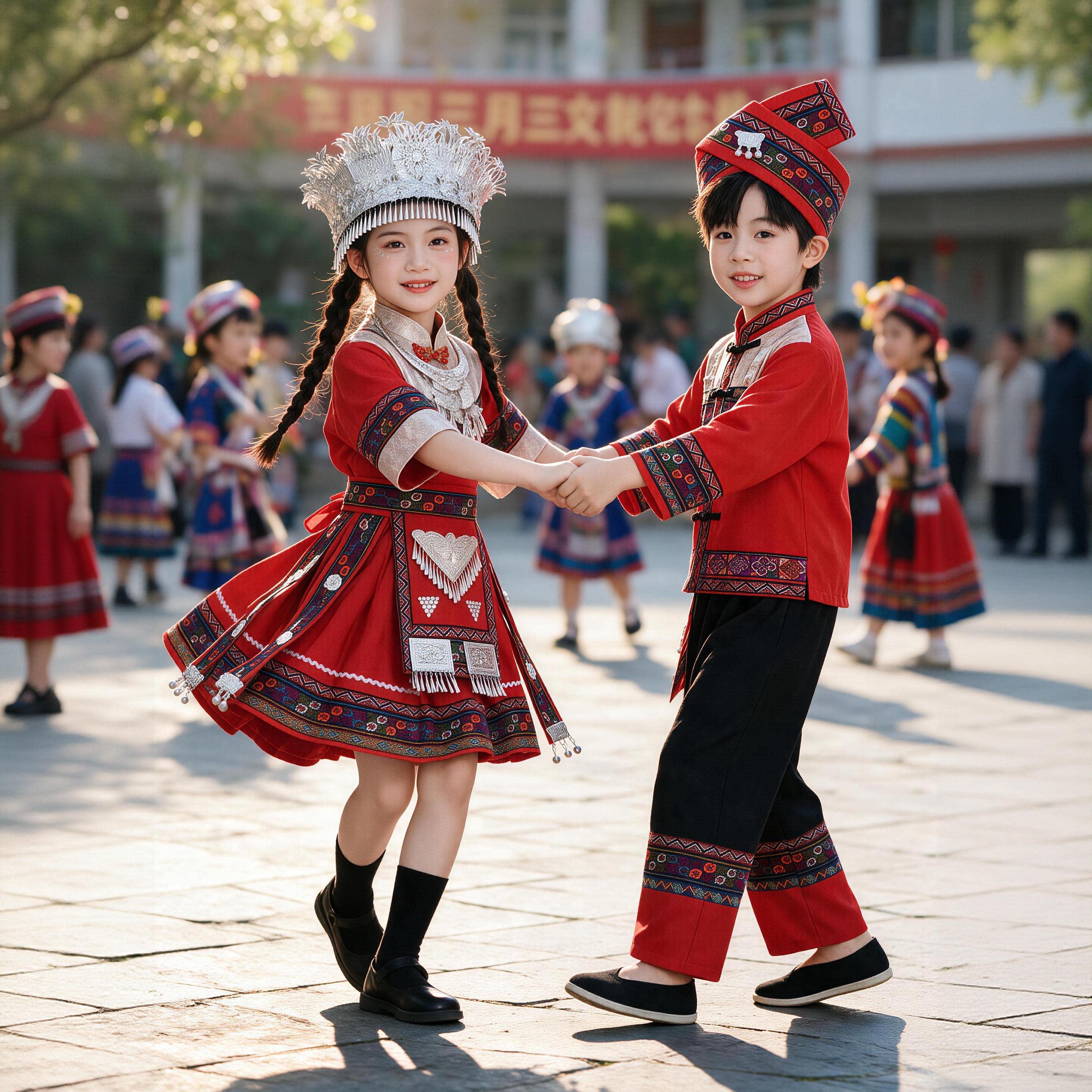 苗族服装儿童少数民族演出服女土家族哈尼族瑶族舞蹈表演壮族男童