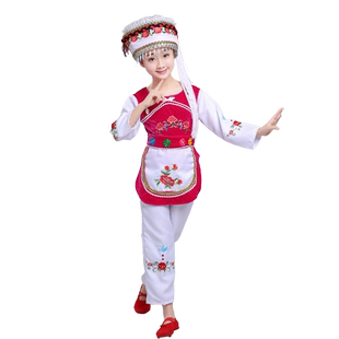 云南少数民族服装大理白族女童装少儿童舞蹈服饰学生舞台演出服装