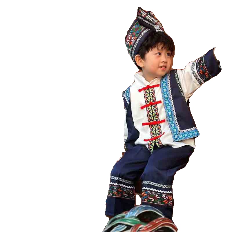 三月三壮族服装儿童男童广西少数民族活动服饰哈尼族演出男孩衣服