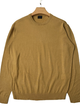 羊毛衫男女 圆领毛衣套头赭黄色 精纺新款秋冬季通勤OL大码