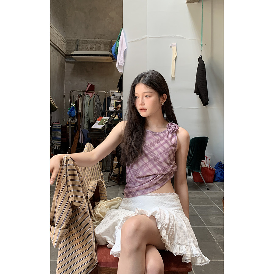 Hellooo Eat белая короткая юбка с кружевной отделкой весна 2024 корейский стиль балетный стиль заниженная талия А-силуэт женская