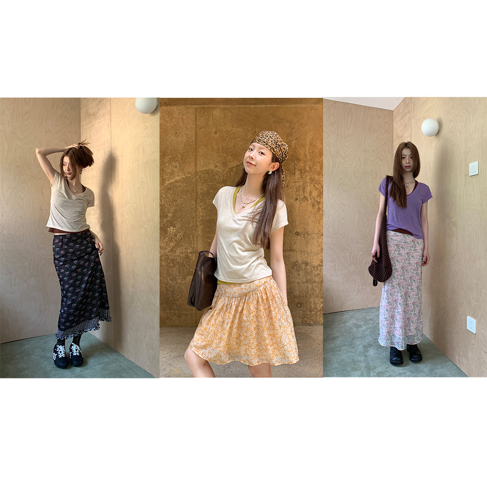 Hellooo Eat эластичная приталенная футболка с V-образным вырезом из полиэстера и льна