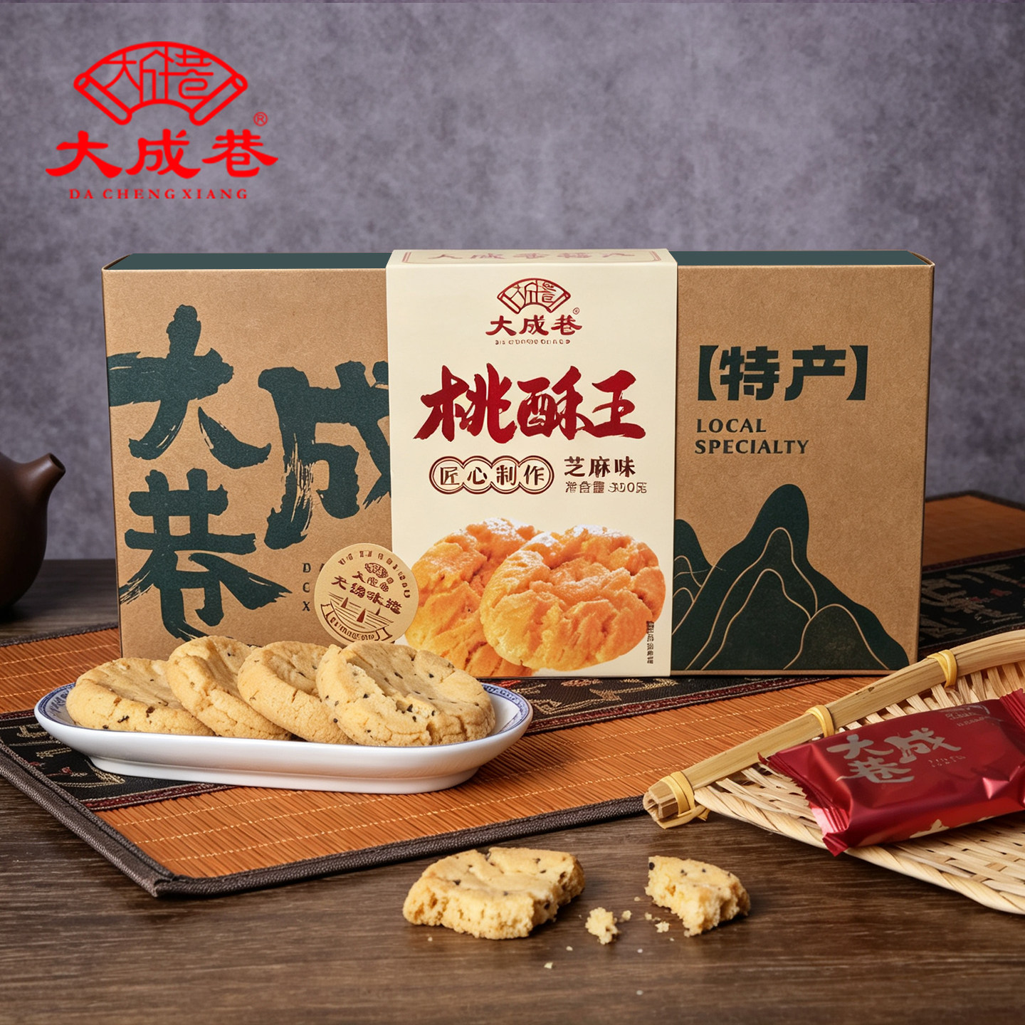 无锡特产大成巷桃酥礼盒芝麻味饼干老式手工传统糕点健康小零食