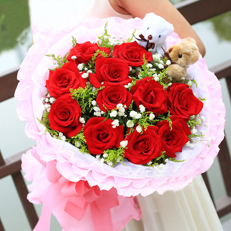 生日花束向日葵玫瑰礼盒鲜花速递同城花店重庆广州云南送闺蜜订花