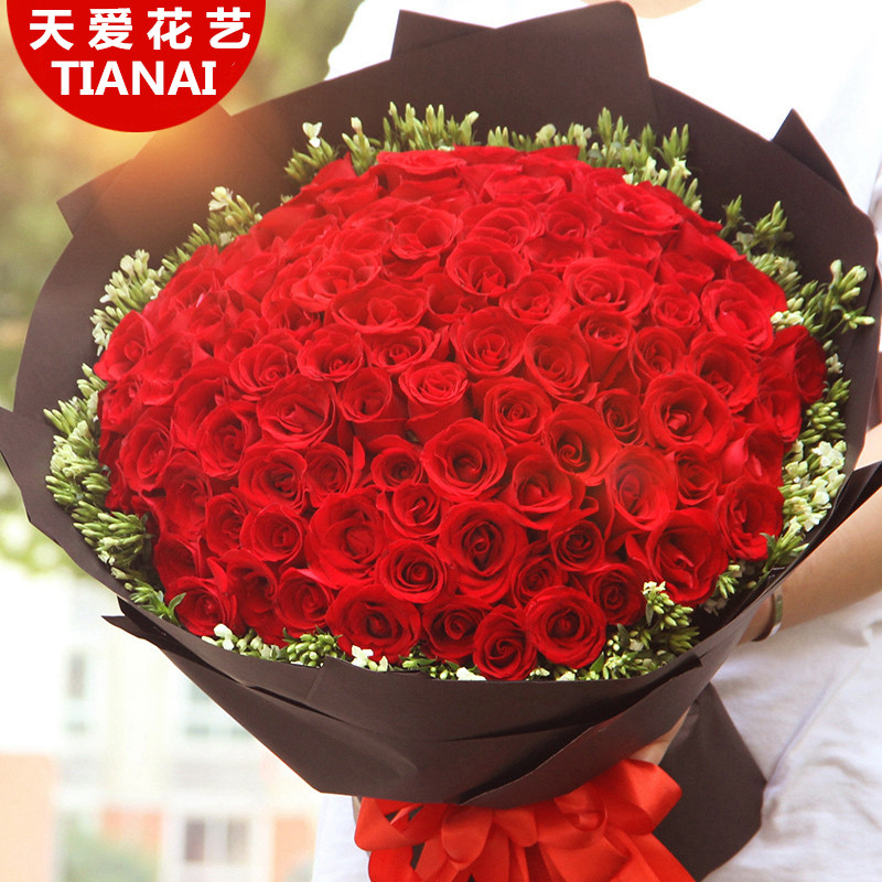 99朵玫瑰花束生日鲜花速递同城南京苏州无锡常州徐州扬州镇江南通
