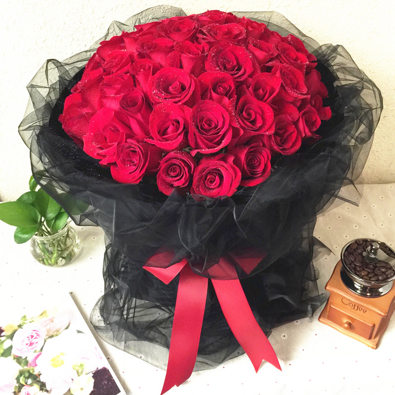 鲜花速递同城生日99朵玫瑰情人节花束平安夜广州花店订花配送上门