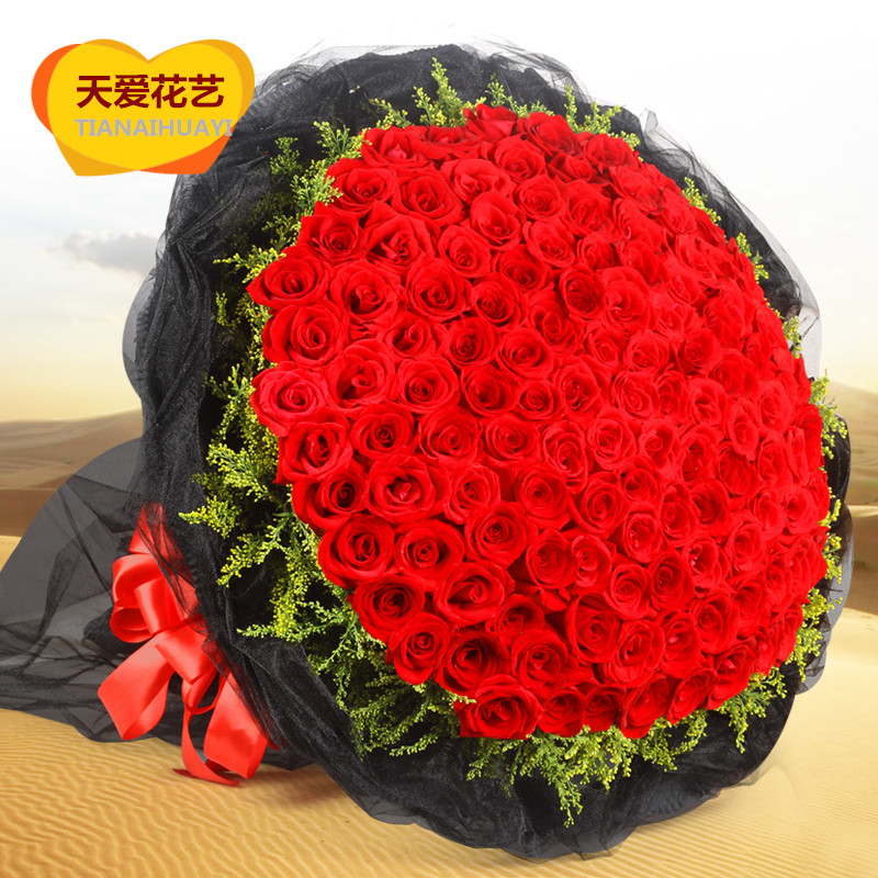 99朵红玫瑰花束鲜花速递同城北京成都广州天津济南石家庄重庆郑州