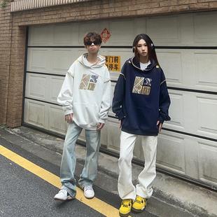 复古民族风刺绣连帽卫衣男女国潮牌情侣外套帽衫 126KID 原创美式