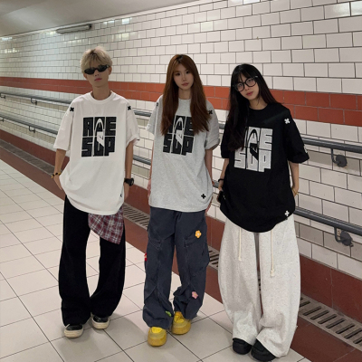 美式重工刺绣短袖T恤男女