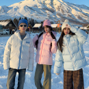 126KID 美式贝壳绣加厚保暖连帽外套棉衣男女冬季情侣宽松棉服