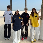 原创美式 重工刺绣短袖 T恤男女潮牌夏季 126KID 新款 宽松情侣上衣