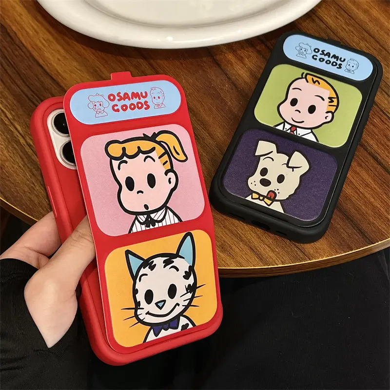 趣味可爱日韩支架适用苹果16promx卡通iPhone15翻盖折叠14/13/12