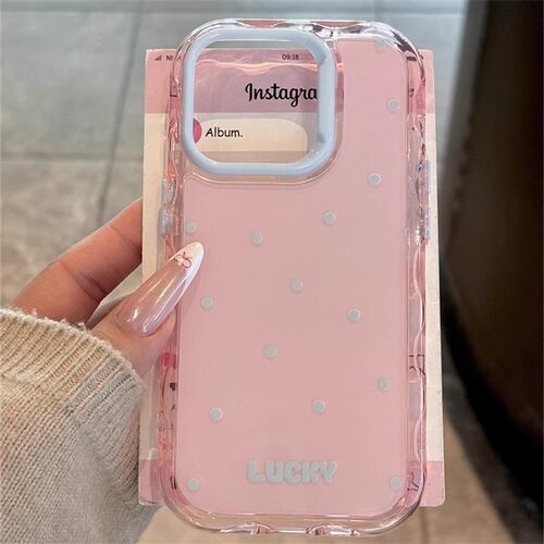 波浪边蓝底粉底适用苹果16promax手机壳16新款iphone15pro波点14p