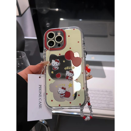 ins蝴蝶凯蒂猫适用苹果16手机壳iPhone15/14镜面13/12promax女7xs