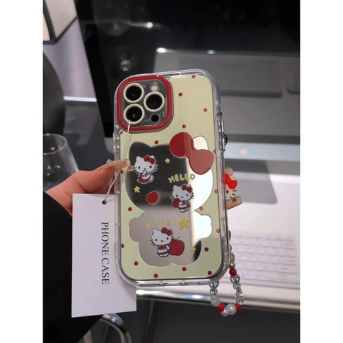 ins蝴蝶凯蒂猫适用苹果16手机壳iPhone15/14镜面13/12promax女7xs