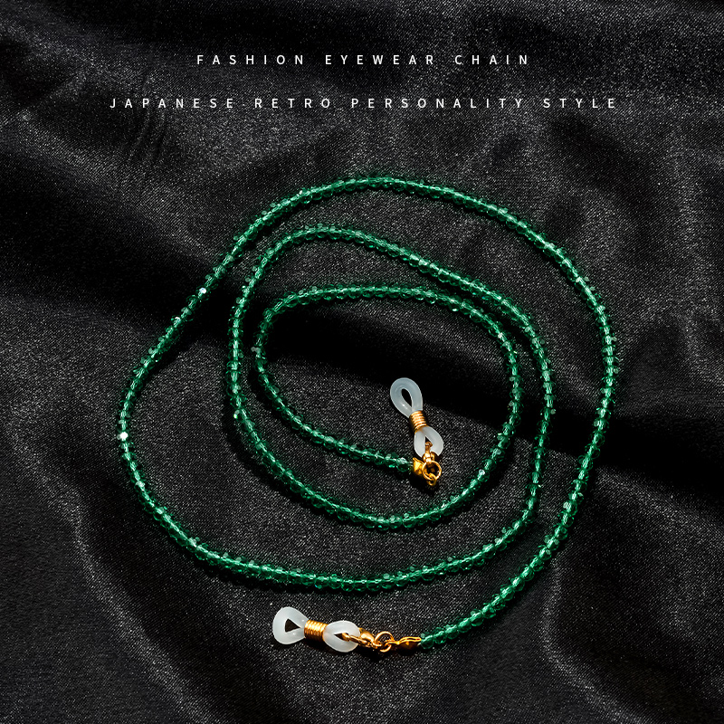 日系眼镜链条挂脖复古太阳眼睛链祖母绿口罩挂链挂绳女男墨镜链子