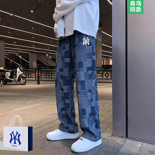 【奥莱专区】格子休闲裤男士夏季新款潮牌直筒裤子高级感炸街长裤