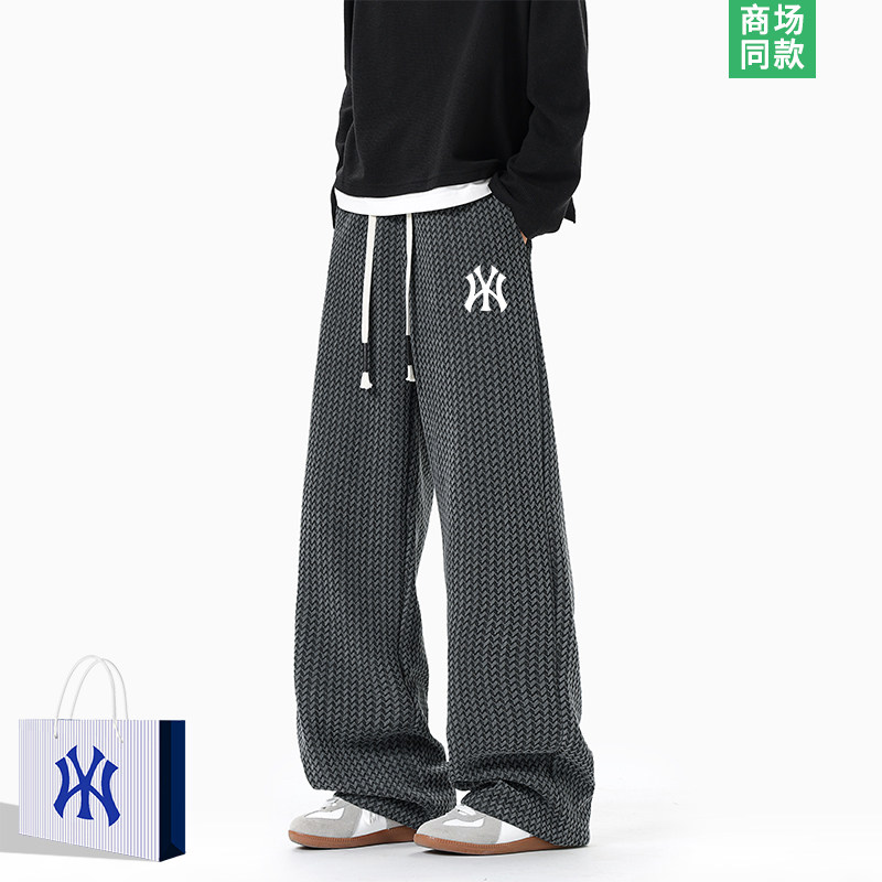 【专柜同款】条纹休闲裤男春秋季2026新款潮流青少年宽松直筒西裤