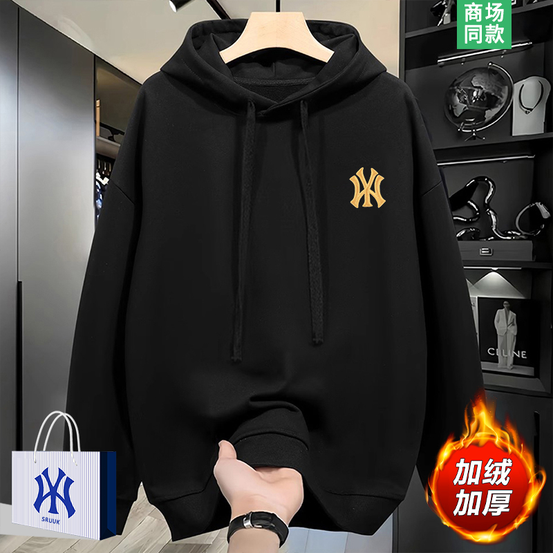 加绒卫衣男款美式重磅连帽外套
