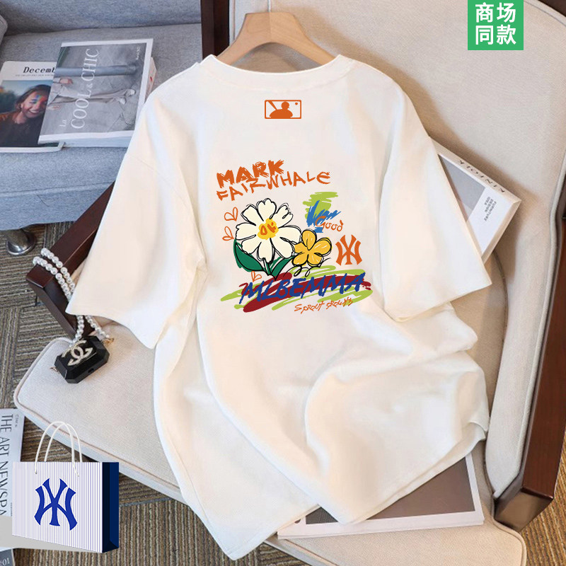 【3折专区】涂鸦小花短袖t恤女2026新款潮牌半袖上衣夏季女生体恤