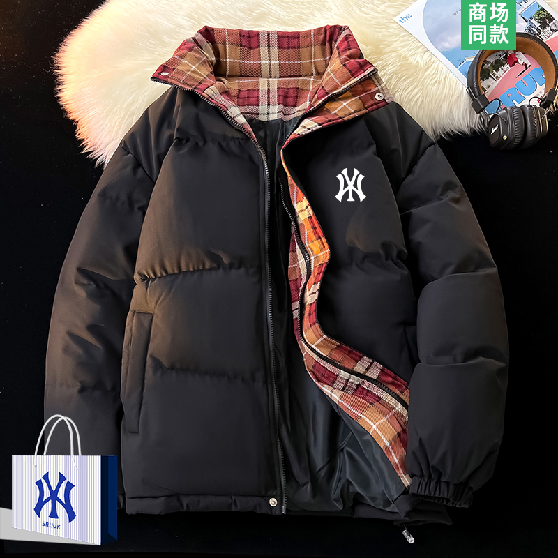 格子棉服男士加厚保暖棉衣外套