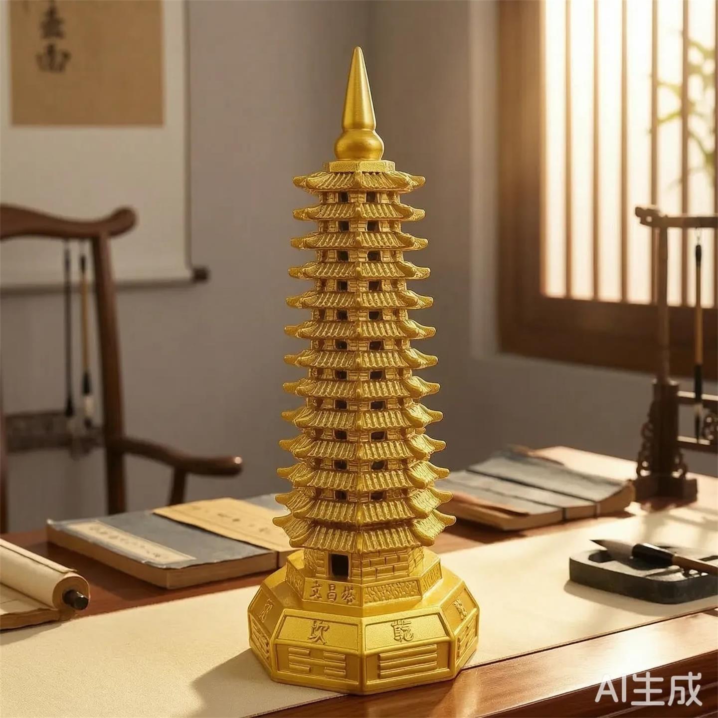黄铜文昌塔摆件中式高考中考学生