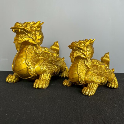 黄铜龙龟摆件八卦金钱龙头龟神兽家客厅玄关办公室排挤兑大号送礼