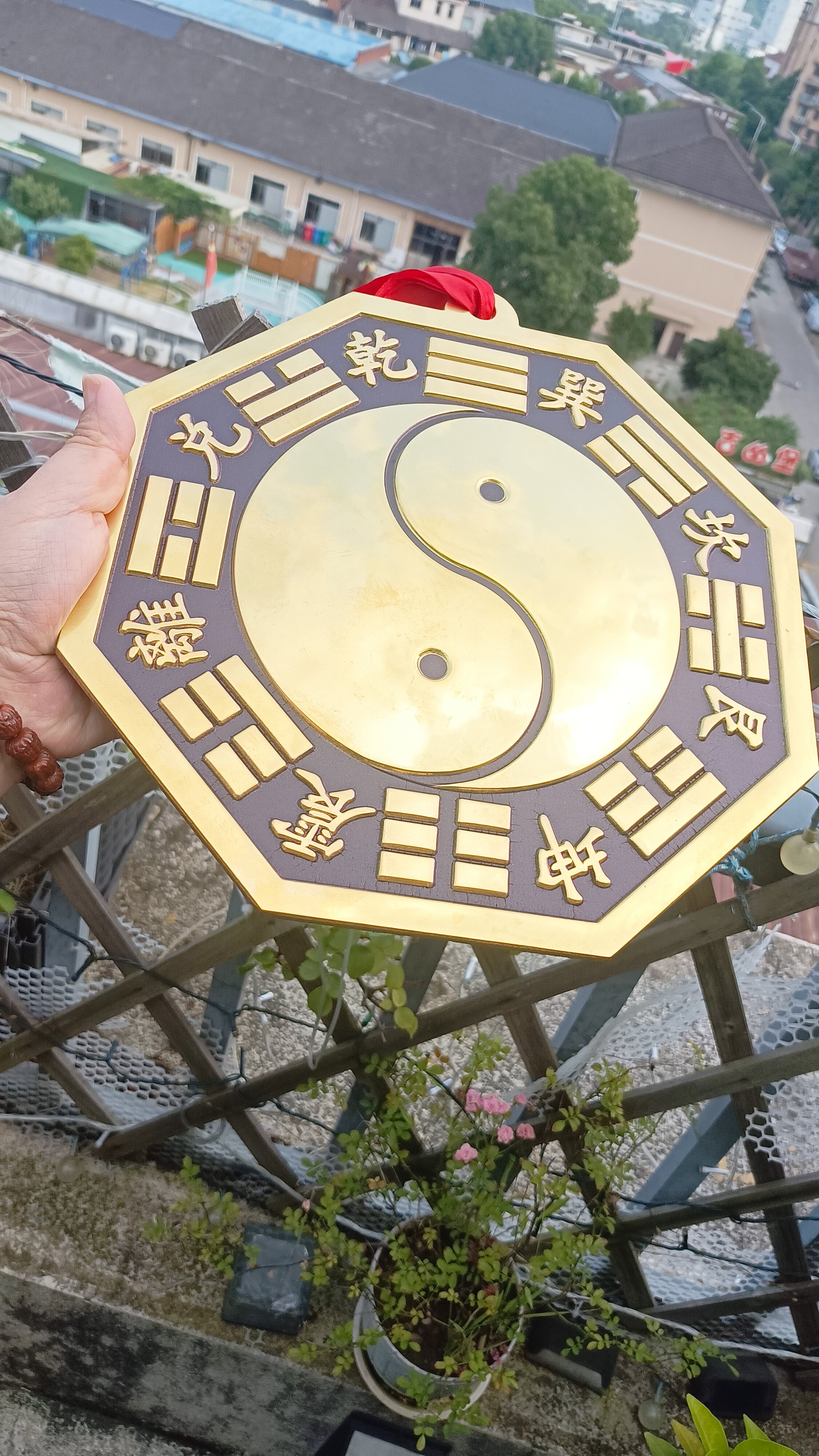 黄铜八卦镜挂件凸镜门口化解太极阴阳鱼家用窗户阳台门对门天斩煞