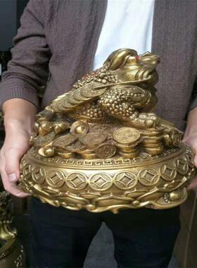 铜金蟾招财摆件三足金蟾蜍店铺开业礼品客厅办公桌装饰风水大中小