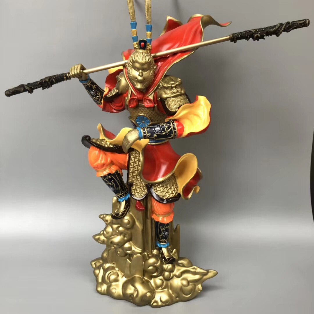 镇宅摆件齐天大圣孙悟空彩色黄铜斗战胜佛玄关书房招财大号猴玄关