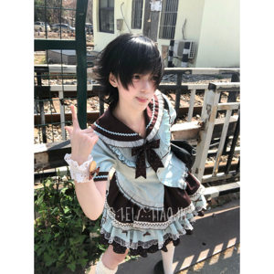 日系甜美水手服蛋糕短裙套装