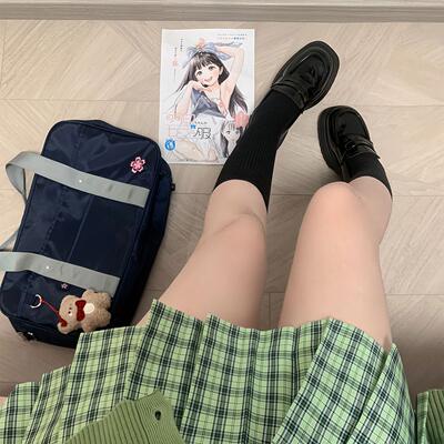 茉莉雨/莓喵jk绿格裙原创