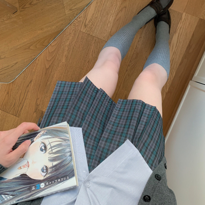 jk制服显白格裙半身裙