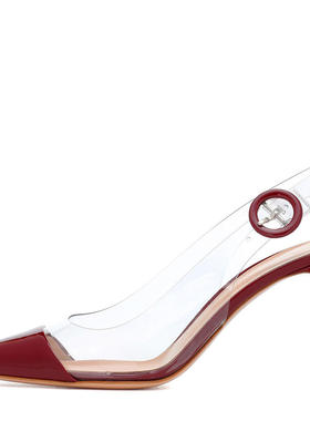 新款 欧美女士PVC尖头高跟凉鞋外贸大码宴会鞋货源slingbacks