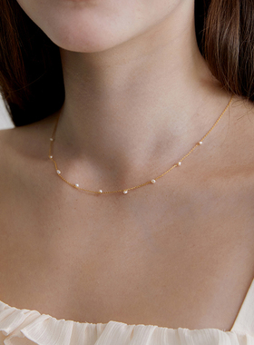 925纯银天然珍珠满天星项链女轻奢小众设计感锁骨链颈链日常简约