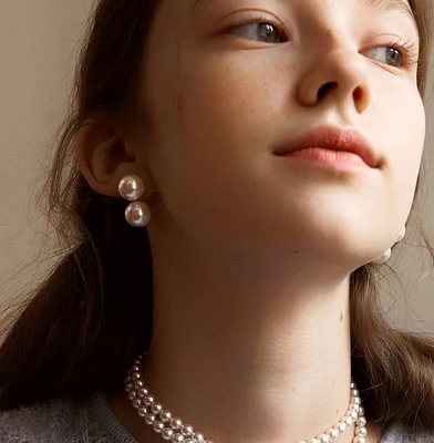 铜镀金复古珍珠女可拆卸耳钉