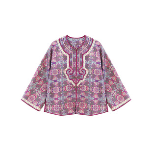 【宁儿专享】紫色团花蜀锦外套 1310268