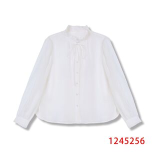 方格泡泡绉花边领衬衫 1245256 邢康莉甄选