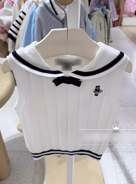 25年春季新款女童学院风针织背心刺绣可爱海军领马甲TKVK251251D