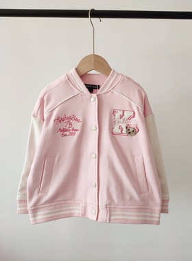 24春季新款刺绣女童棒球服外套休闲卡通小熊中大童TTJM241251B