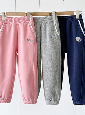 25秋冬款女童休闲百搭加绒卫裤中大童三色可爱厚裤子TTTM258T621